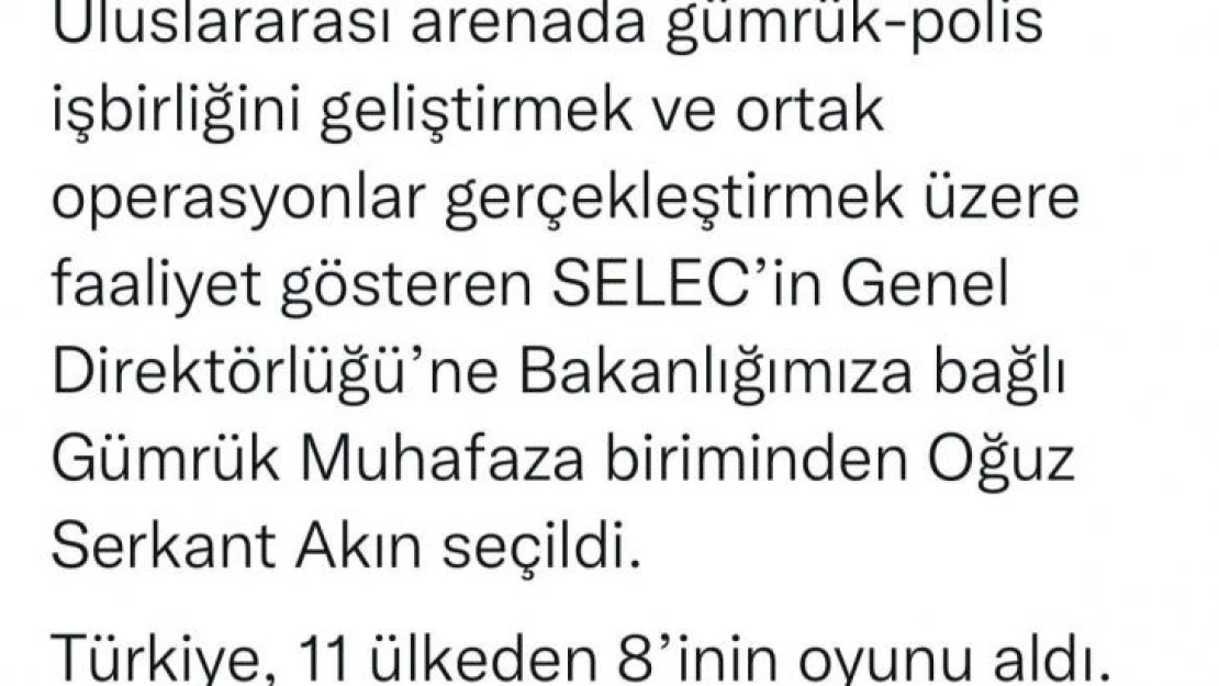 Bakan Muş: 'SELEC'in Genel Direktörlüğü'ne Bakanlığımız personeli seçildi'