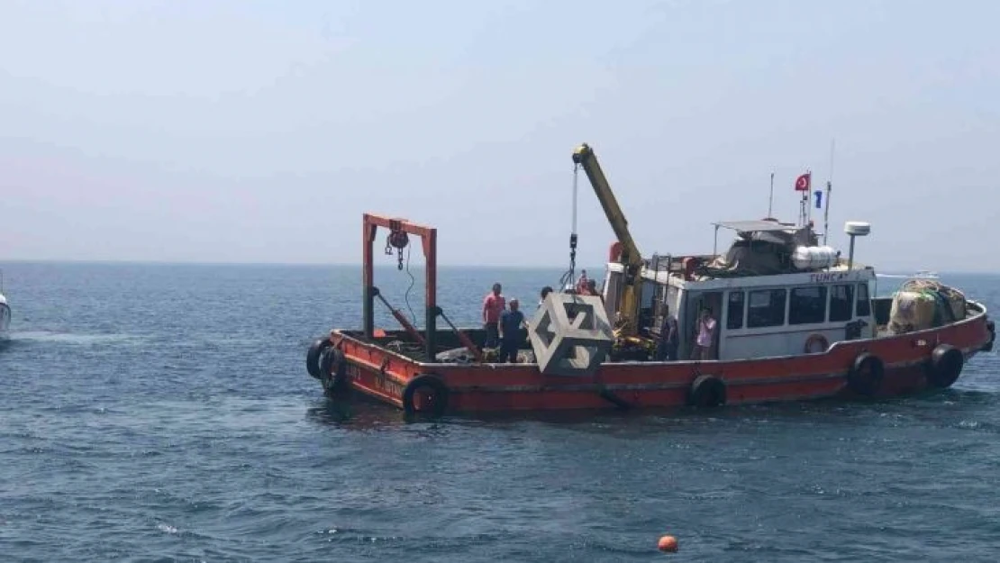 Balık popülasyonunun gelişimi için yapay resifler Marmara Denizi'ne bırakıldı