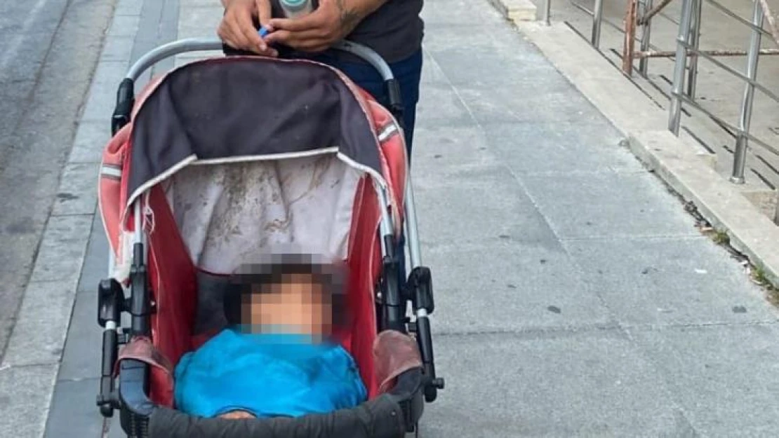 Beşiktaş'ta öz çocuğuyla dilenen baba yakalandı