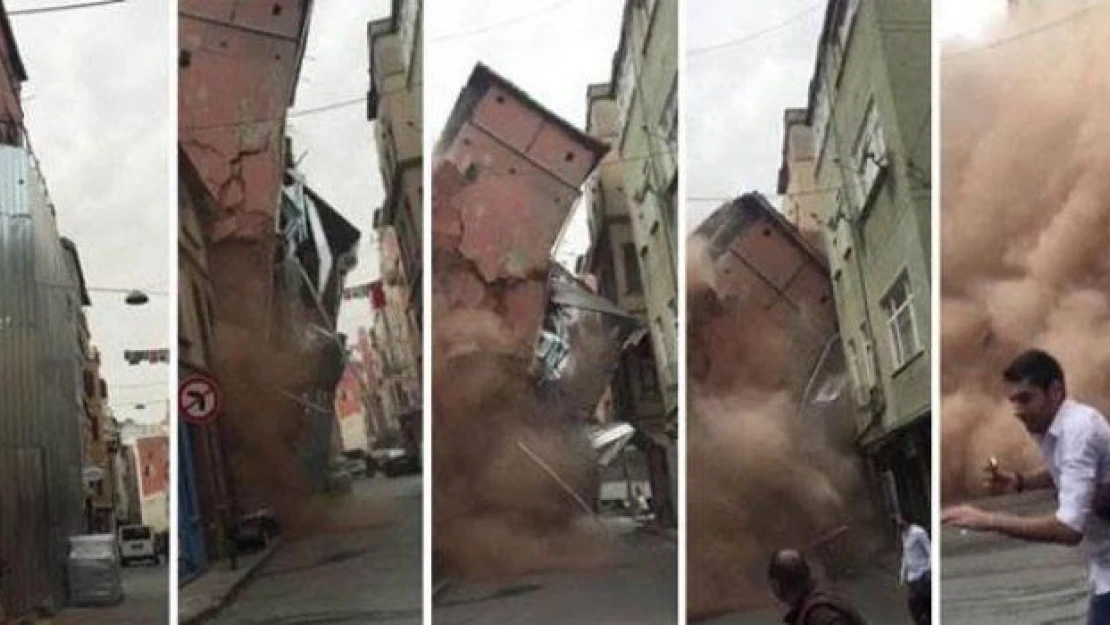 Beyoğlu'ndaki binanın yıkılma anları