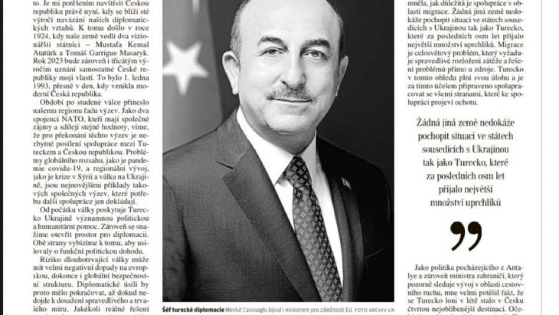 Çavuşoğlu Çek basınına yazdı: 'Uygulanabilir herhangi bir çözüm, Ukrayna'nın egemenliğini ve toprak bütünlüğünü korumalı'
