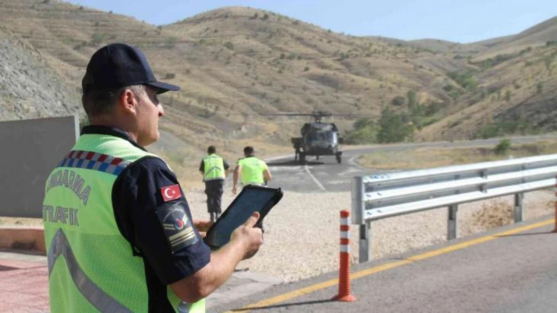 Elazığ'da bayram tatili dönüşü helikopter destekli trafik denetimi