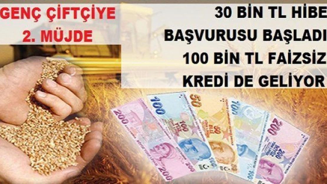 Genç Çiftçiye bir müjde daha: 30 Bin hibe 100 Bin TL Faizsiz kredi
