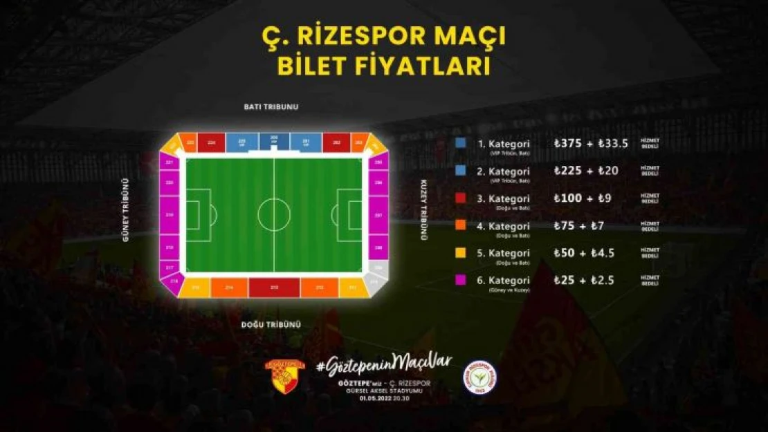 Göztepe - Çaykur Rizespor maçının biletleri satışta