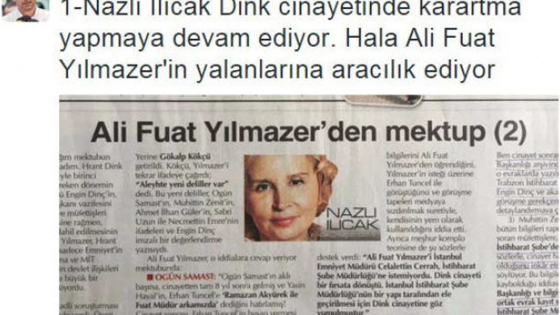 Ilıcak'a ağır suçlama: Dink cinayetini karartmaya çalışıyor