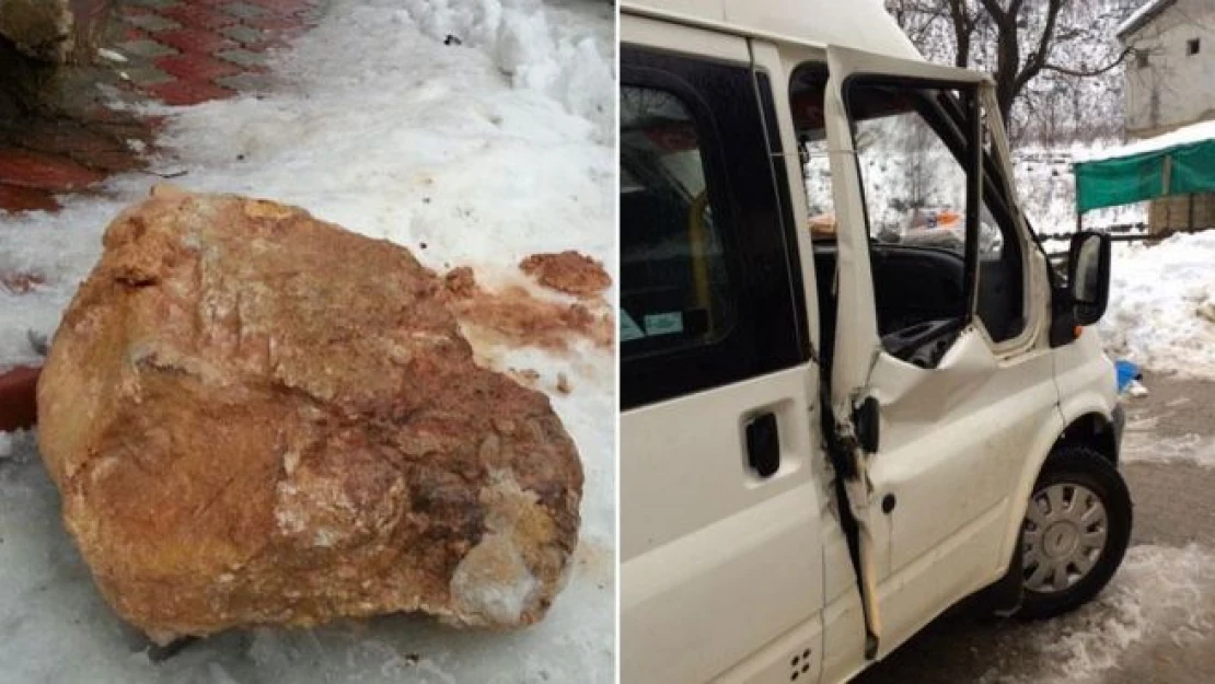 Kazanın bu kadarına pes! Kaya parçası minibüsün camından girdi: 1 ölü, 1 yaralı