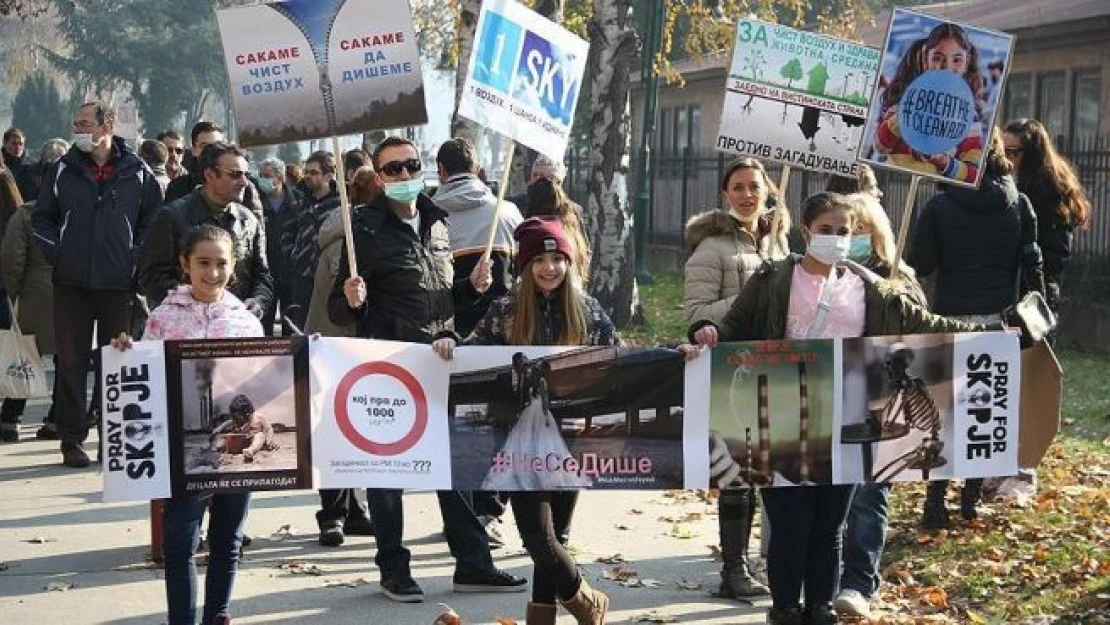 Makedonya'da hava kirliliği protestosu