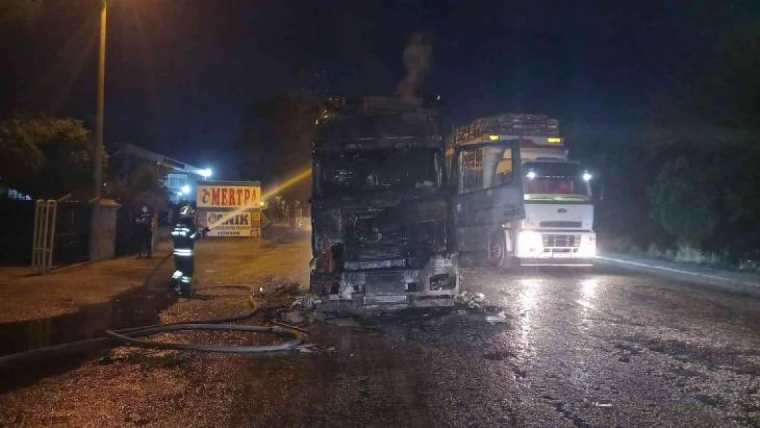 Manisa'da seyir halindeki tır yandı, sürücü son anda kurtuldu