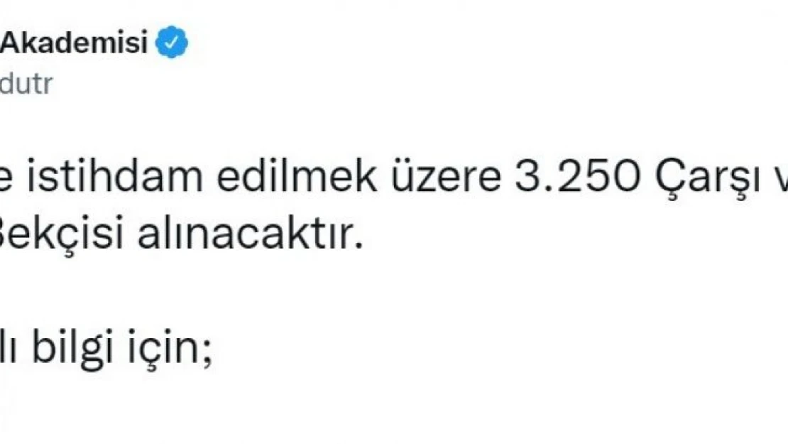 Polis Akademisi 3 bin 250 bekçi istihdam edileceğini açıkladı