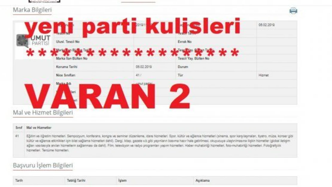 Yeni parti kulislerinde VARAN 2… İŞTE TESCİL EDİLEN O İSİM VE BELGESİ