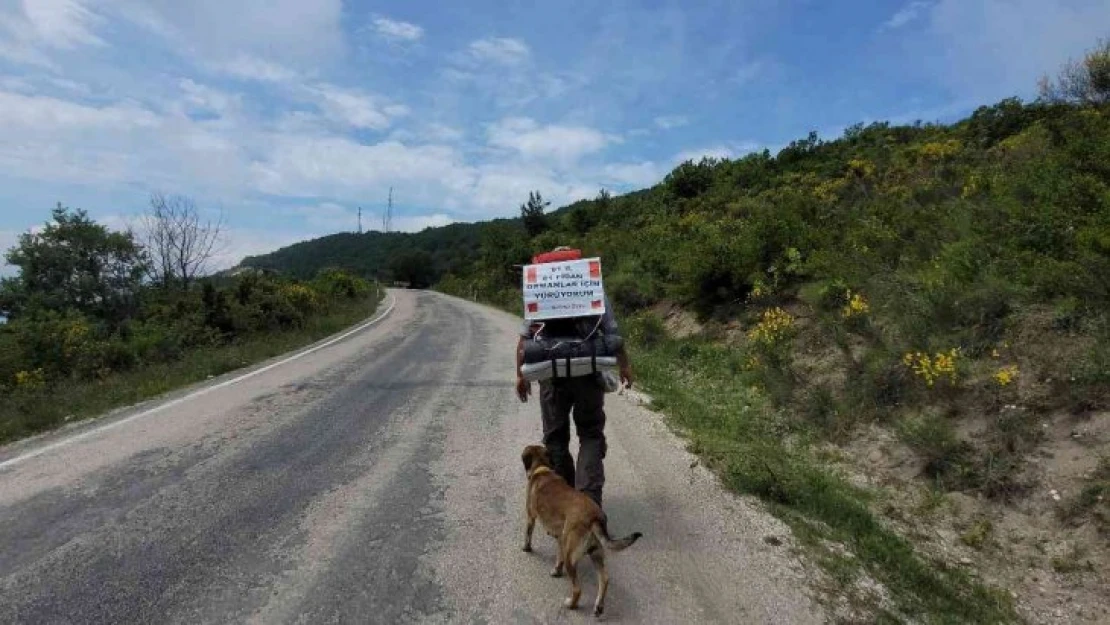 Yoldaş isimli köpeğiyle 81 ili ziyaret edip, her ilde bir fidan dikiyor