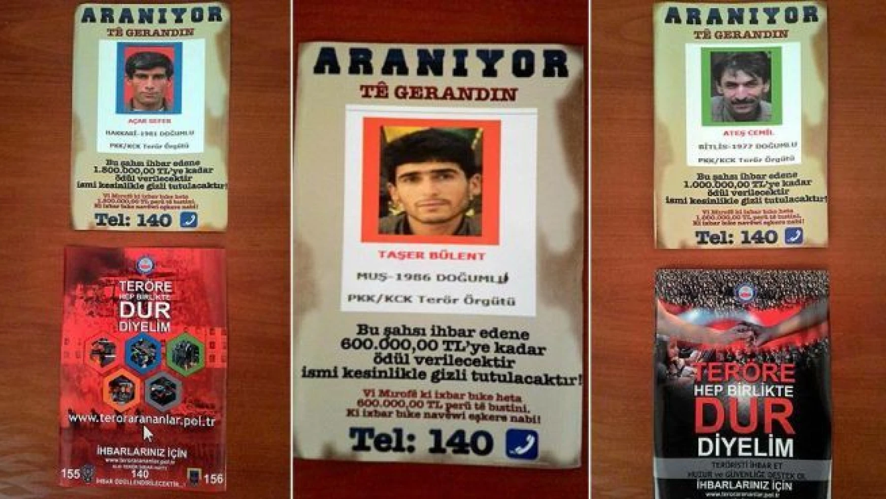 Bitlis'te aranan teröristlerin afişleri asıldı