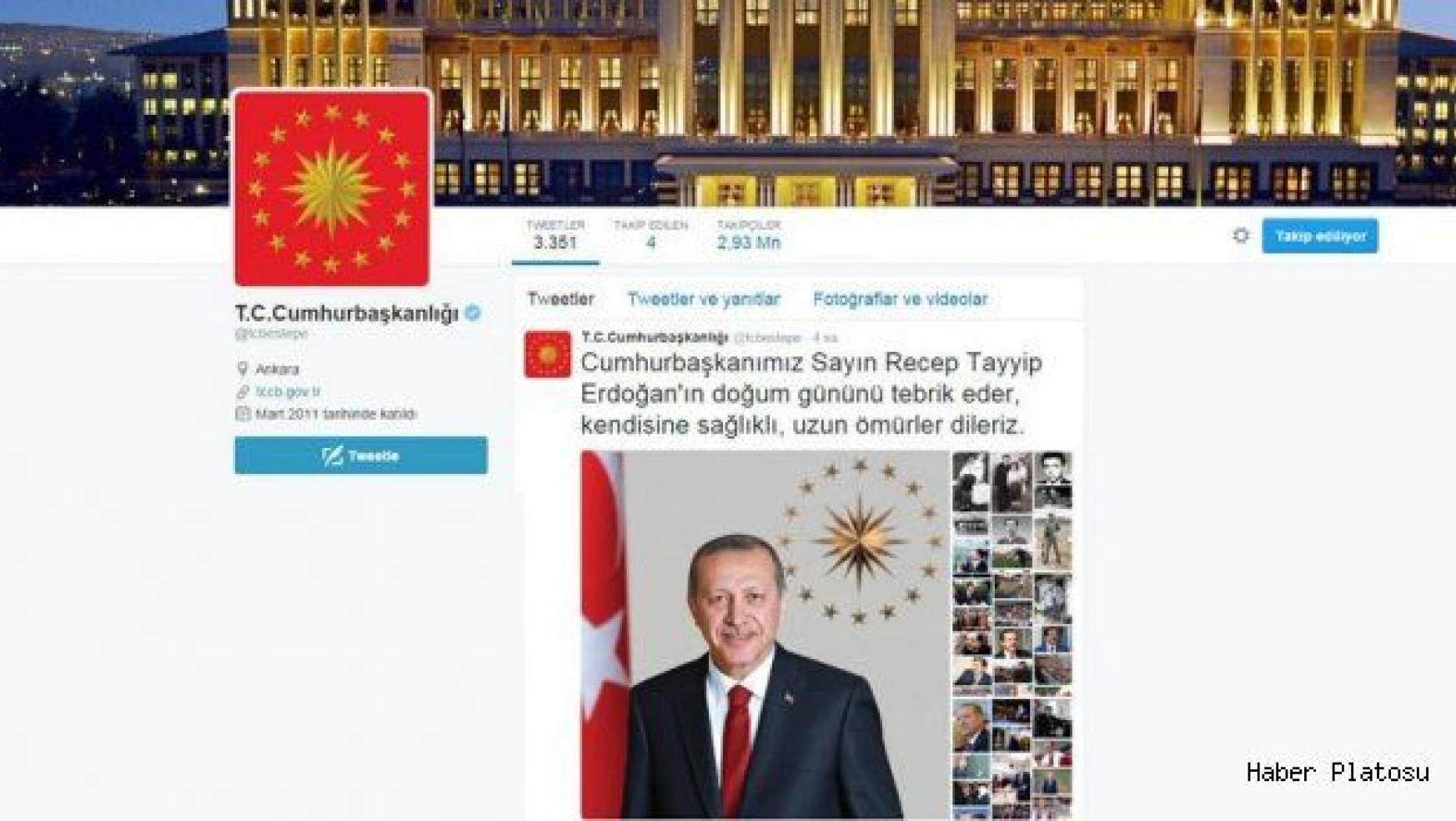 Erdoğan'a özel doğum günü tweeti