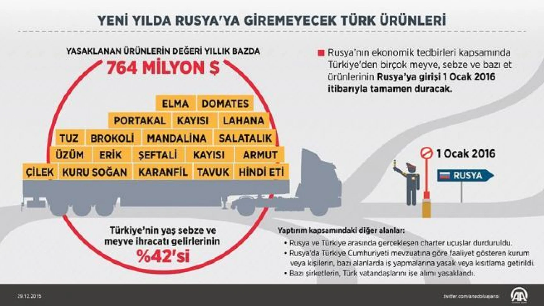 Yeni yılda Rusya'ya giremeyecek Türk ürünleri