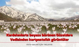 Kardelenlerle beyaza bürünen Güzeldere Vadisinden kartpostallık görüntüler