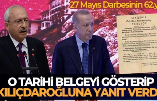 Erdoğan, Kılıçdaroğlu'na Yassıada'da 'tarihi belge' ile yanıt verdi