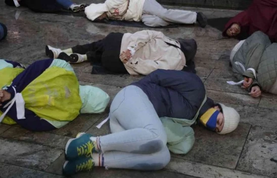Gürcistan'da Bucha protestosu
