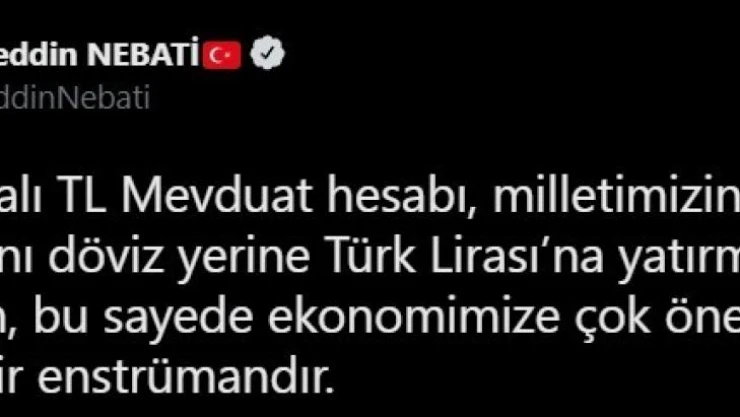 Bakan Nebati: 'Kur Korumalı TL Mevduat hesabını haksızca eleştirenlerin iyi niyetinden şüphe ediyorum'