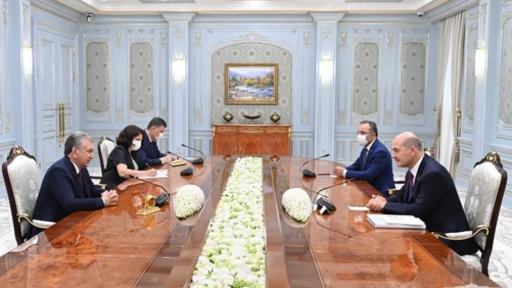 Bakan Soylu, Özbekistan Cumhurbaşkanı Mirziyoyev tarafından kabul edildi