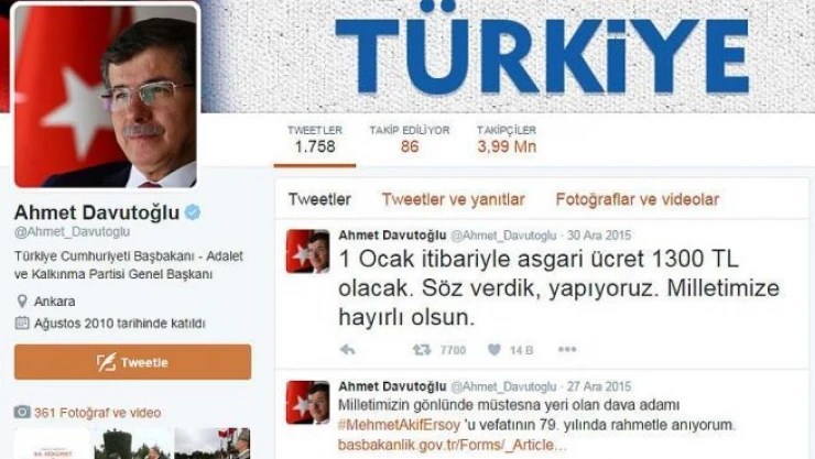 Başbakan Davutoğlu sosyal medyayı aktif kullanıyor