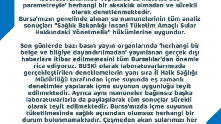 BUSKİ'den açıklama