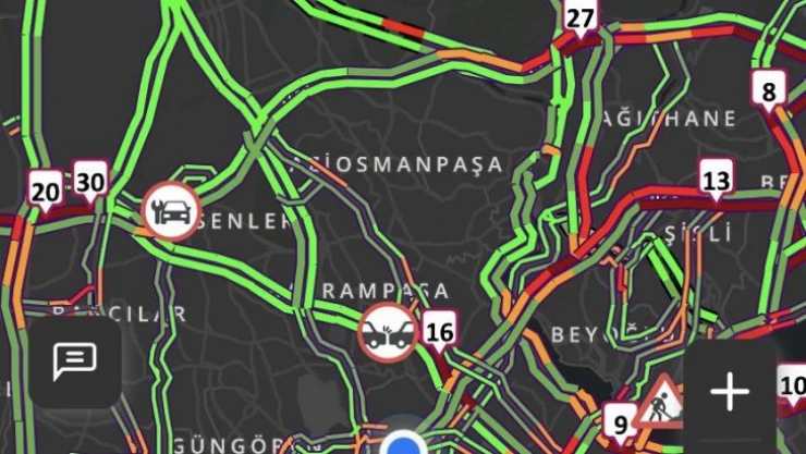 E-5 karayolu'nda oluşan trafik havadan görüntülendi