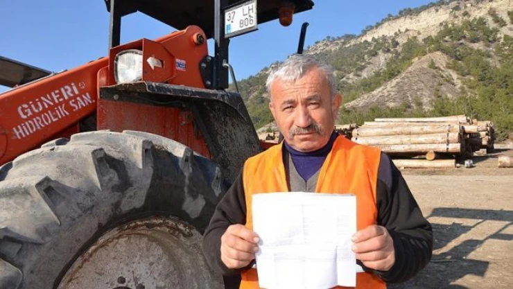 Kastamonu'daki iş makinesine Edirne'den ceza geldi