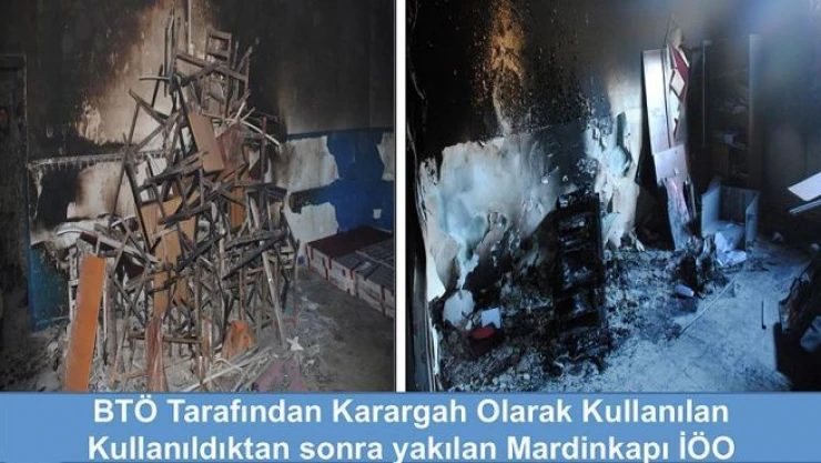 Teröristler karargah yaptığı okulu kaçarken yaktı