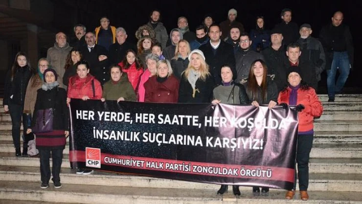 Zonguldak'ta CHP'li bir grup tecavüz ve kadın cinayetlerini protesto etti